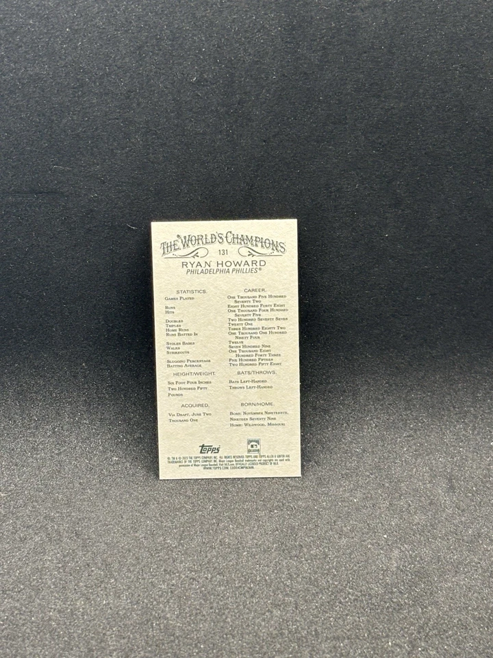 2023 Topps Allen & Ginter Ryan Howard #131 Mini Gold Bordered - Image 2 of 2