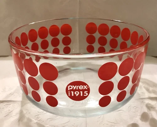 MCM Pyrex Red Polka Dot 100th Anniversary 1915 - 1 qt. 950 ml Glass Bowl