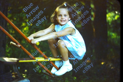 1966 35mm Slide Child Girl Swing Set Teeter Totter #7677