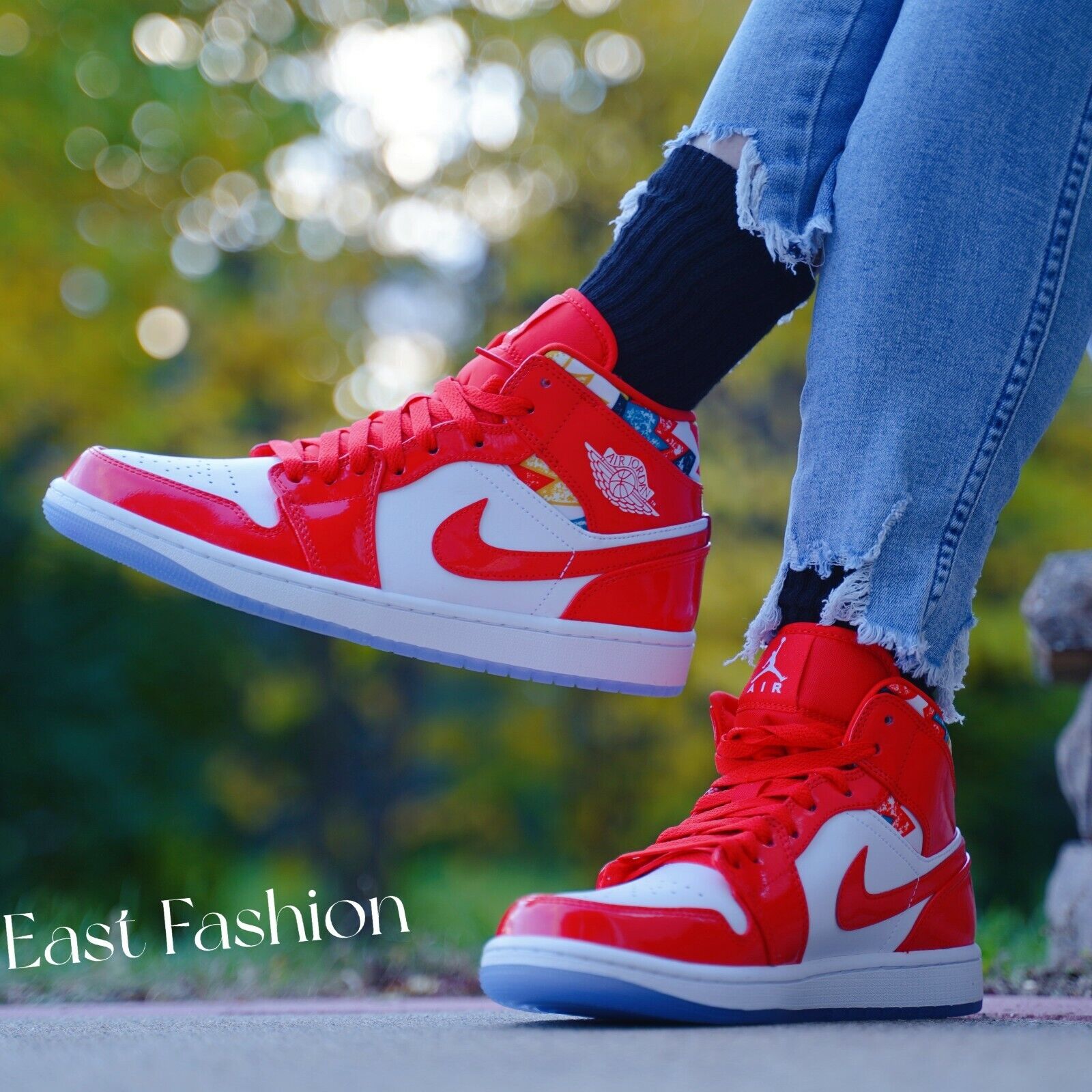 Nike Air Jordan 1 Mid SE Shoes Chile Red White Pollen DC7294-600 & DC7248-600