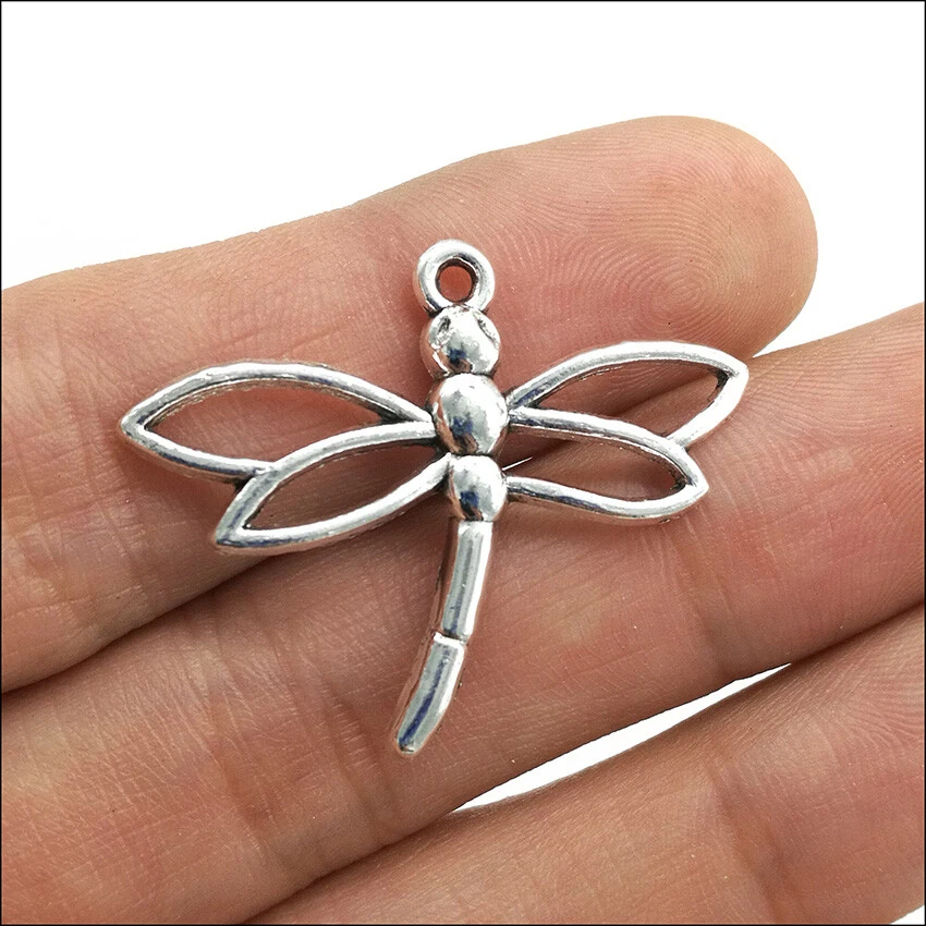 Bulk 50pcs Dragonfly Antique Silver Charms Pendants For Jewelry Making 26 32mm
