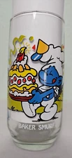 Smurfs Vintage 1983 Baker Smurf Drinking Glass 6” Cartoon#3