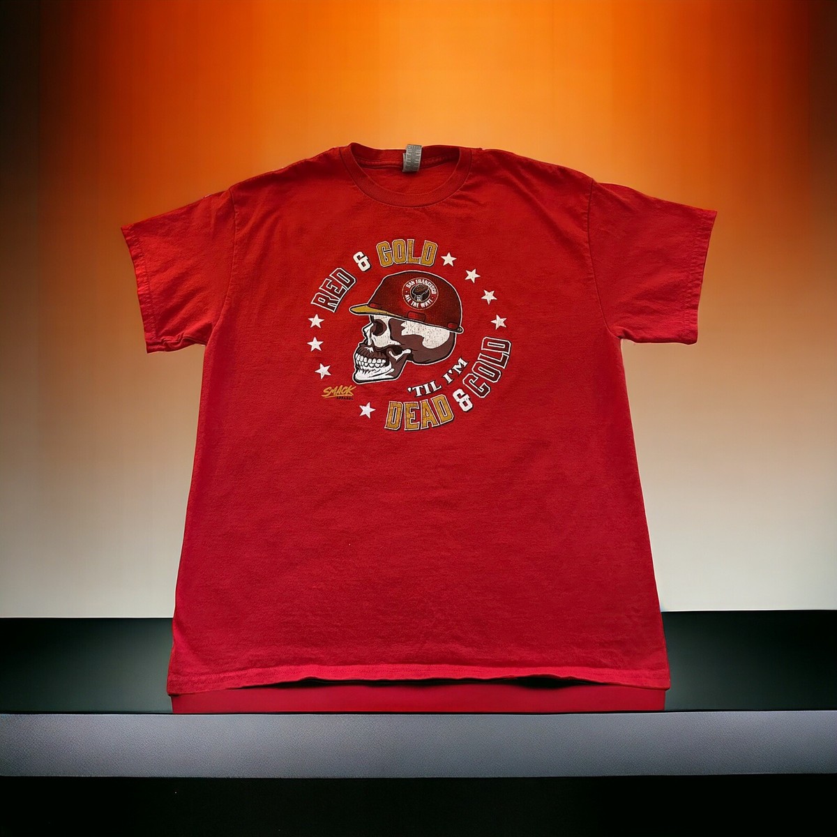 Smack Apparel San Francisco Football Fan T-Shirt - 'Red Gold Till I'm Dead Cold' Design, Red, Sizes S-5X