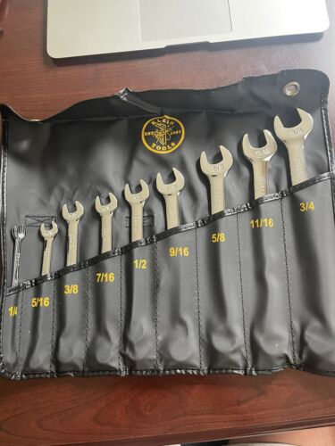 NEW KLEIN TOOLS 68402 ALLOY STEEL Combination Wrench Set 9-Piece WITH POUCH L51