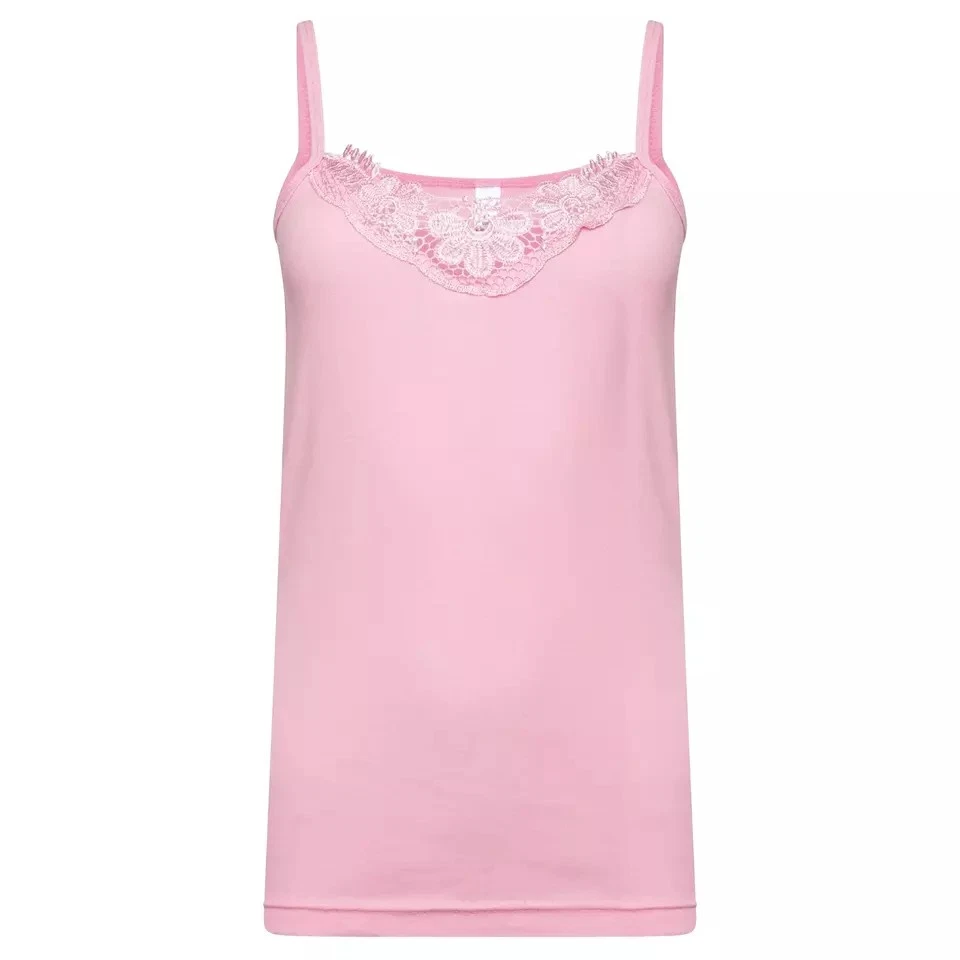 Womens Strappy Vest Cami with Flower Details Womens Tank Top Cotton Pack 1,3,6 - Image 4 of 4