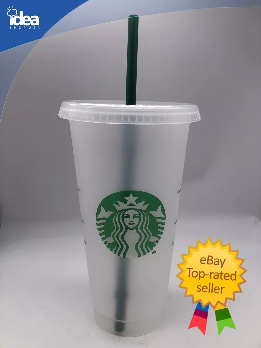 Lot of 2 Starbucks Cold Beverage Cup Tumblers w/ Straws & Lids Green & Clear