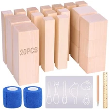 25 pcs Whittling Wood Blocks Wood Carving Kit with 3 Different SizesWhittling...
