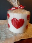 Atico, Triple Wick, 5" x  4", White, Pillar Candle with Hearts. #0919639 — photo 1