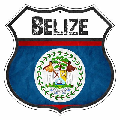 Belize Country Flag Novelty wall Décor Highway Vintage Look Shield Aluminum Sign