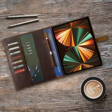 ENAPY iPad 12.9" 5th Gen Genuine Leather Case/Cover With Pencil Holder