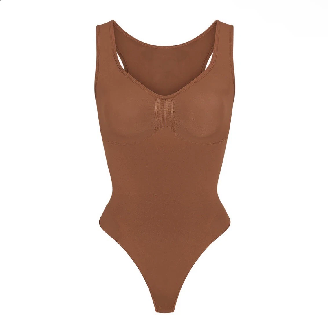 Skims Seamless Sculpt Scoop Neck Thong Bodysuit In Bronze Size L