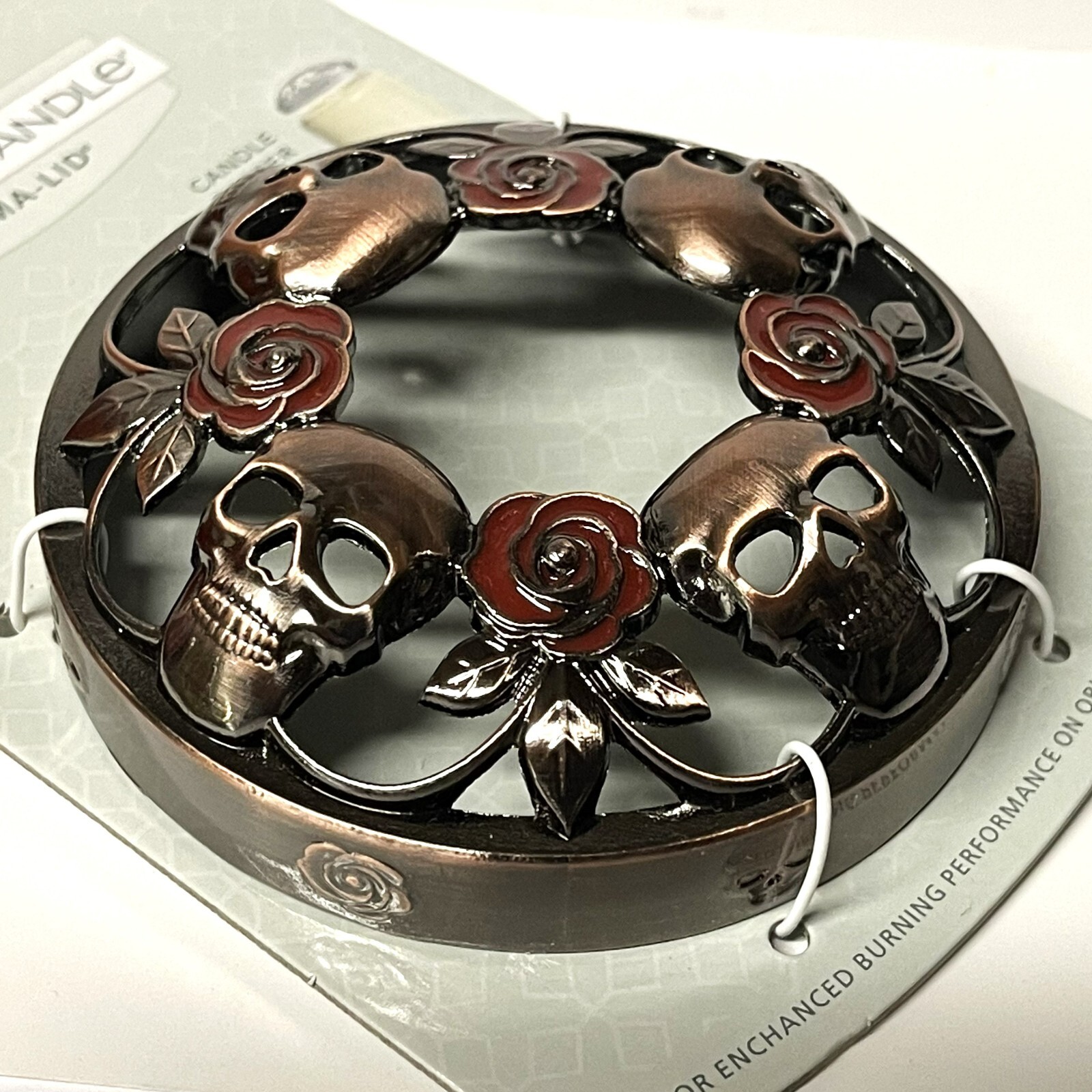 YANKEE CANDLE IllumaLid PHANTASMAGORIA Skulls Roses Halloween JAR