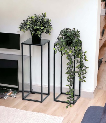 2X Supporto Per Piante In Metallo Nero 50 Cm Tavolino 96315 S - Bild 4 von 7