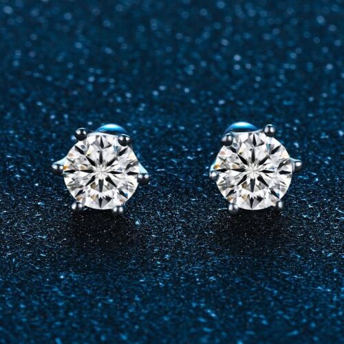 0.8ct Earrings White Gold Diamond Test Pass Lab-Created VVS1/D/Excellent - Picture 1 of 10