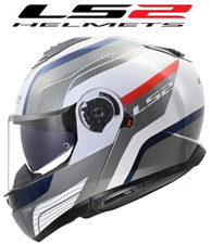 CASCO MODULARE LS2 STROBE 2 FF908 MONZA BIANCO/BLU DOPPIA VISIERA OMOLOG. P/J