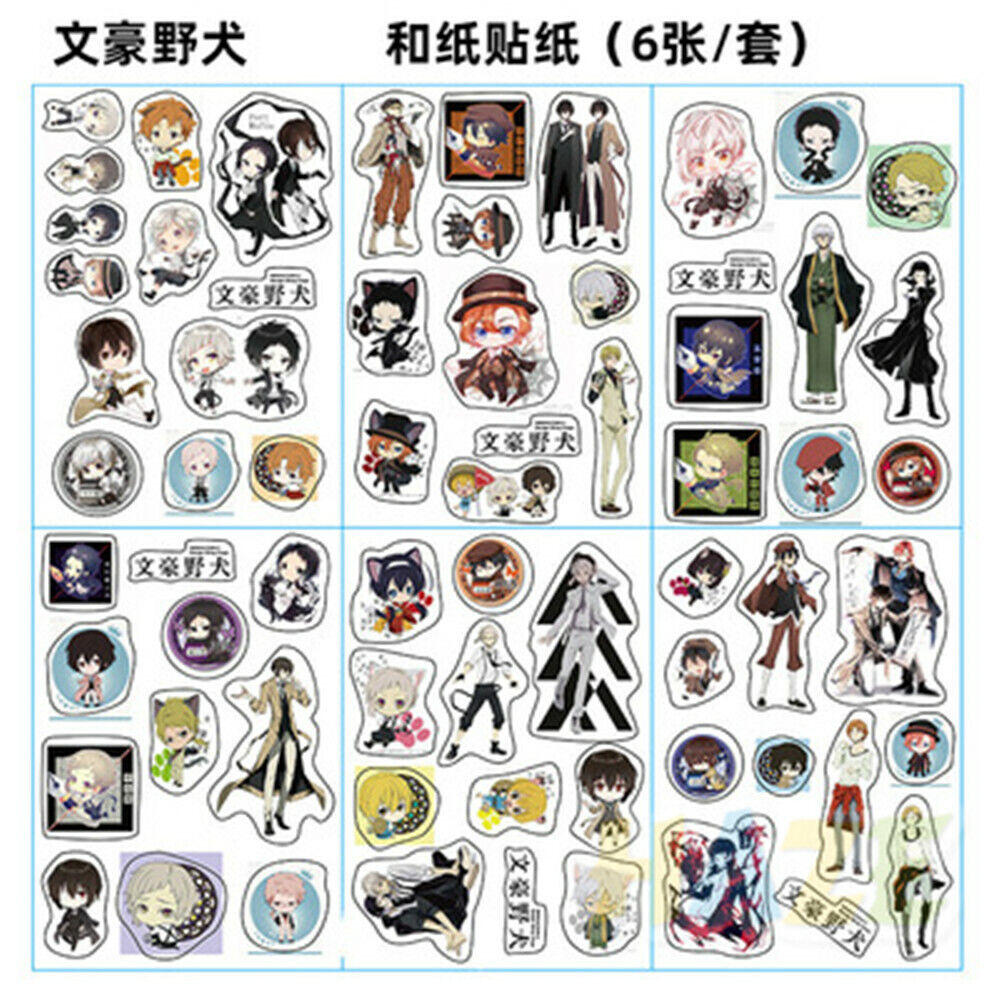 6pcs/set Anime Stickers DIY Hand Account Scrapbooking Stickers Random New