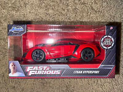 8.25" Diecast 1:24 Car By Jada Toys Red Fast and Furious 7 LYKAN HYPERSPORT