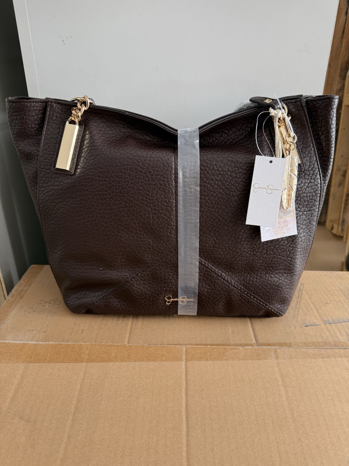 Jessica Simpson Kealey Stylish Leather Tote Bag