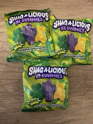 Shaquille O Neal s (3 bag LOT) SHAQ-A-LICIOUS XL Gummies SOUR 6.2oz