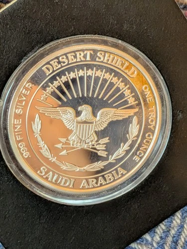 1991 Operation Desert Shield Saudi Arabia 1 oz .999 Fine Silver Round - Mint