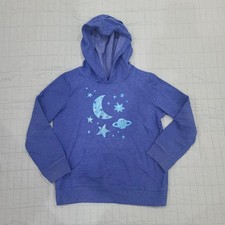 Cat & Jack Girls Blue Shimmer Space, Planets & Stars Hoodie Size M (7/8)