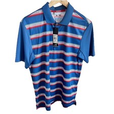 NWT Adidas Climacool Men's Small Golf Polo Striped Blue Short Sleeve Shirt
