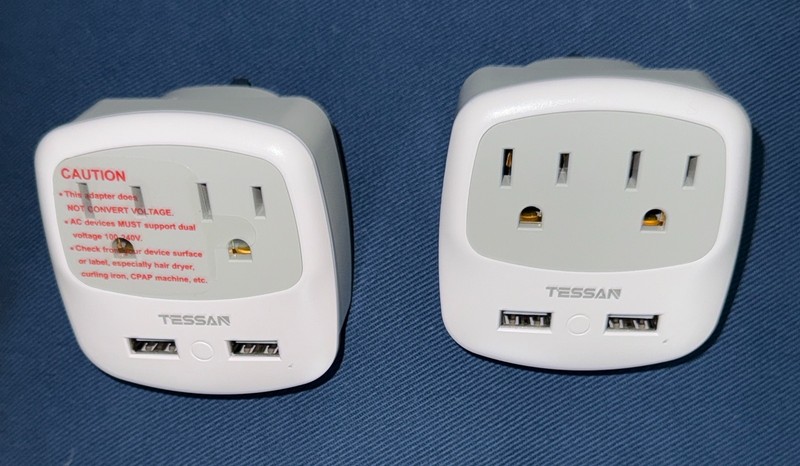 Pair of Tessan UK-Ireland Travel Plug Adapters Model TS-WM02-UK Rated 2500 W Max