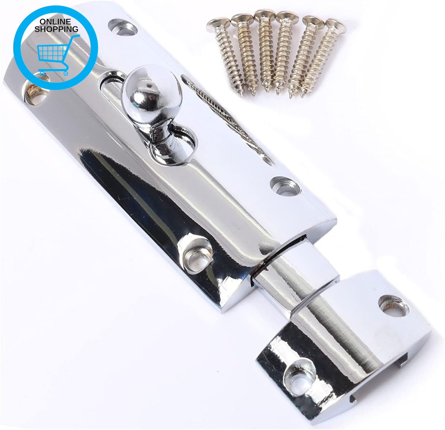 Door Bolts Polished Chrome Barrel Side Lock 75Mm 3 Inch Door Latch with Screws