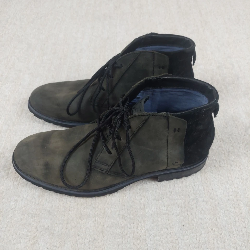 Mark Nason Loretto Zapato Hombres 9.5 Negro Gamuza Cuero Tobillo Chukka Diseñador Botas  Foto 3 de 4