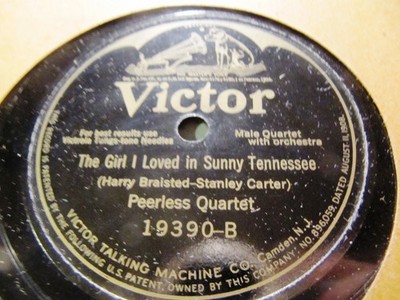 1917 Peerless Quartet Mid The Green Fields of Virginia SUNNY TENNESSEE VIC19390