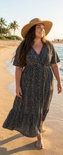 SHEIN Curve 5XL Sundress V-Neck Abstract Print Maxi Fits 3XL