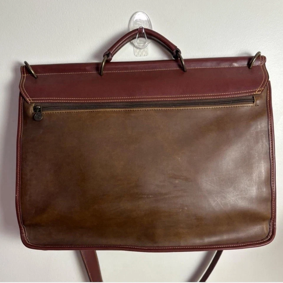 Maletín Perry Ellis De Colección Color Marrón Bloque con Correa y Diseño Estructurado (años 90) Foto 3 de 4