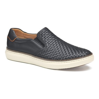 J & M  Men's McGuffey 2 Woven Slip-On Black Shoe-New w/ Box