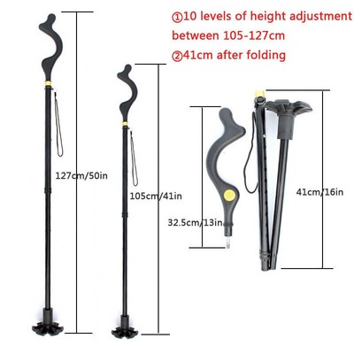 Posture Walking Stick Cane For Men And Women With Adjustable Heights Folding 10 