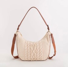 Borsa a tracolla Carpisa crema maglia cavo hobo bordo marrone tracolla nuova con etichette