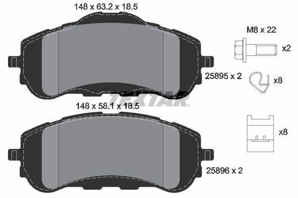1X Textar 2589501 Bremsbelagsatz Scheibenbremse FüR CitroëN Opel Vauxhall Fiat P-image
