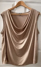 ny collection woman Gold Sparkly Sleeveless Top Special Event Plus Sz 2X