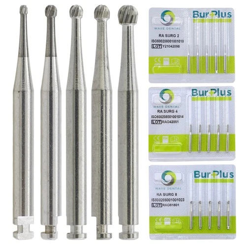 Wave Dental Surgical Round Burs Latch Slow Speed Long 26mm Carbide RA SURG 2 4 6
