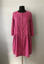 Gudrun Sjoden Purple Red Polka Dot Dress Organic Cotton Button Front Size S