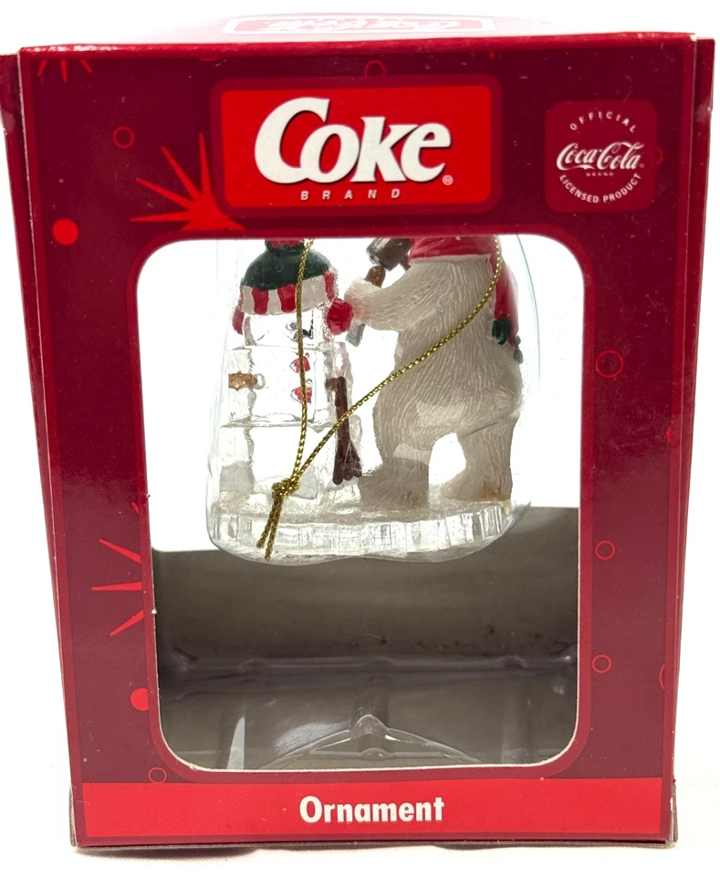 Coca-Cola Polar Bear Carving Ice Snowman Ornament 8000107WMB w/ Box - Image 3 of 4