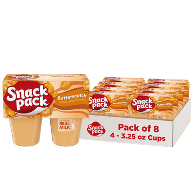 (8 pack)Snack Pack Butterscotch Pudding 32 Cups 3.25 oz Real Milk Snacks