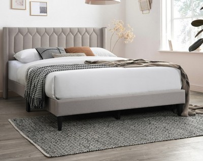 Modern Eye-Catching 1pc Full Size Bed Light Brown Burlap Fabric Unique