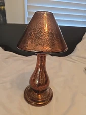 OOAK Small Copper Color Mercury Glass Look Battery Flicker Candle Lamp- Has Wear