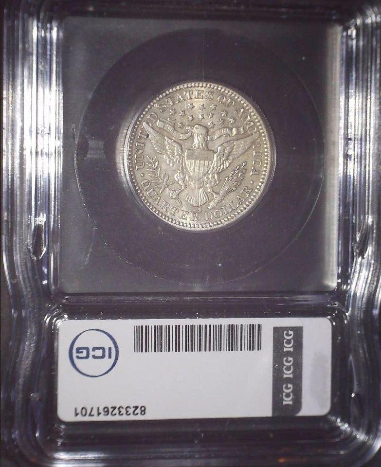 1912-S Barber Quarter, ICG AU53 , Tougher Date, Beautiful and Issue Free - Image 3 of 4