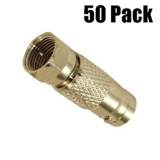 50 Pack F-type Male to BNC Female Coax Cable Adapter Connector Plug CCTV RG59/6
