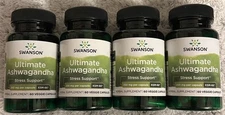 240 Veg Cap Swanson Ultimate Ashwagandha KSM-66 250 mg 4X 60 Ct Stress Support
