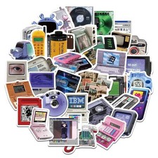 FRANKdesigns 50-Piece Retro Technology Sticker Pack