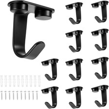 10-Pcs Black Screw-In Ceiling Hooks Stainless Steel Coat Towel Under Shelf