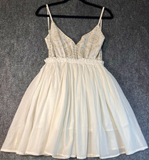 Raga Women White Embroidered V-Neck Spaghetti Strap Fit & Flare Dress M