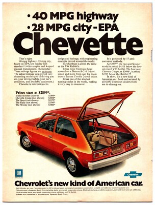 1976 Chevrolet Chevette Car - Vintage Original Car Print Ad (8 x 11)